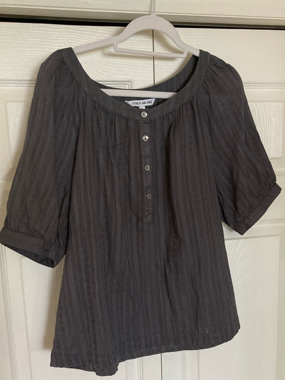 Charcoal Gray Peasant Blouse